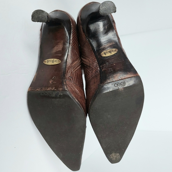 Vintage Women's Botticelli Patchwork Lizard Brown Leather Ankle Booties Sz37 EUC - Picture 6 of 10